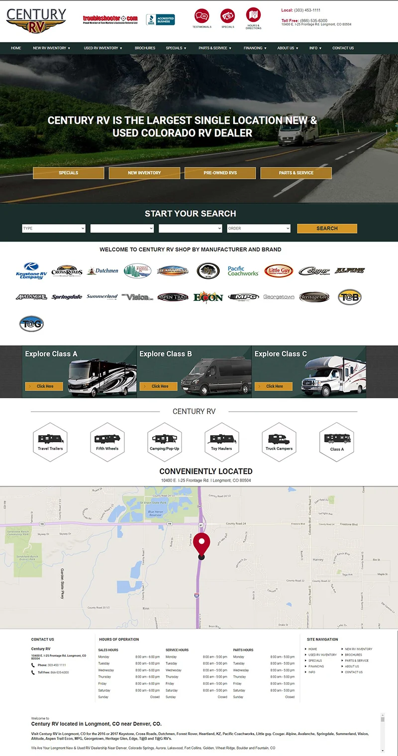 Century RV old website design